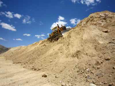 Earthworks of Darre Aloo lead extraction complex in Kerman city